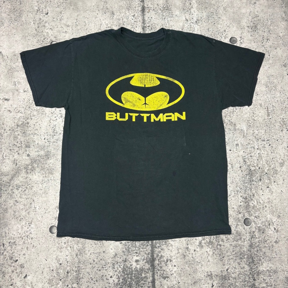 Buttman Batman Parody Graphic T-Shirt Mens Black Short Sleeve Funny Novelty Tee